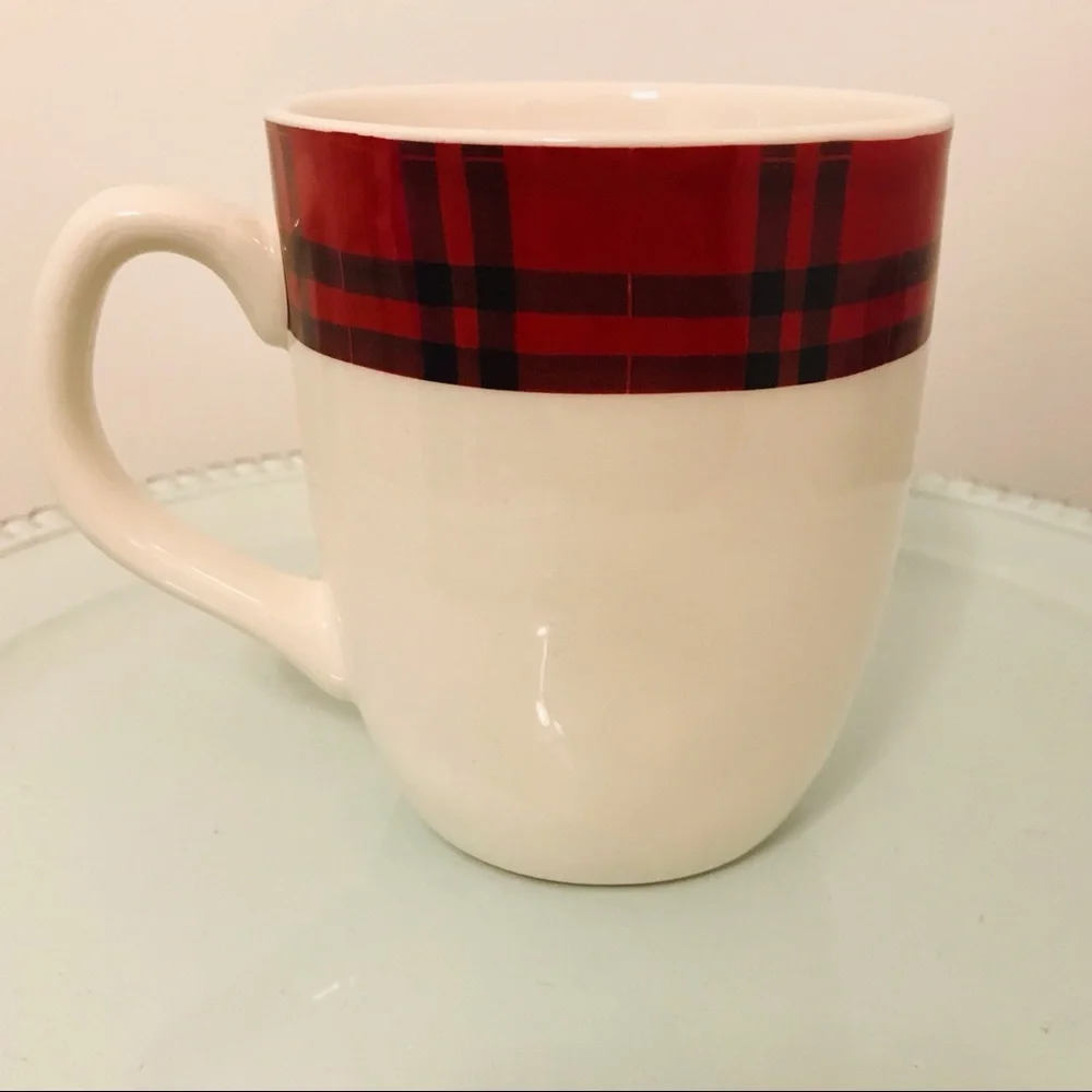 Rae Dunn SIP Mug Red Plaid Christmas Holiday